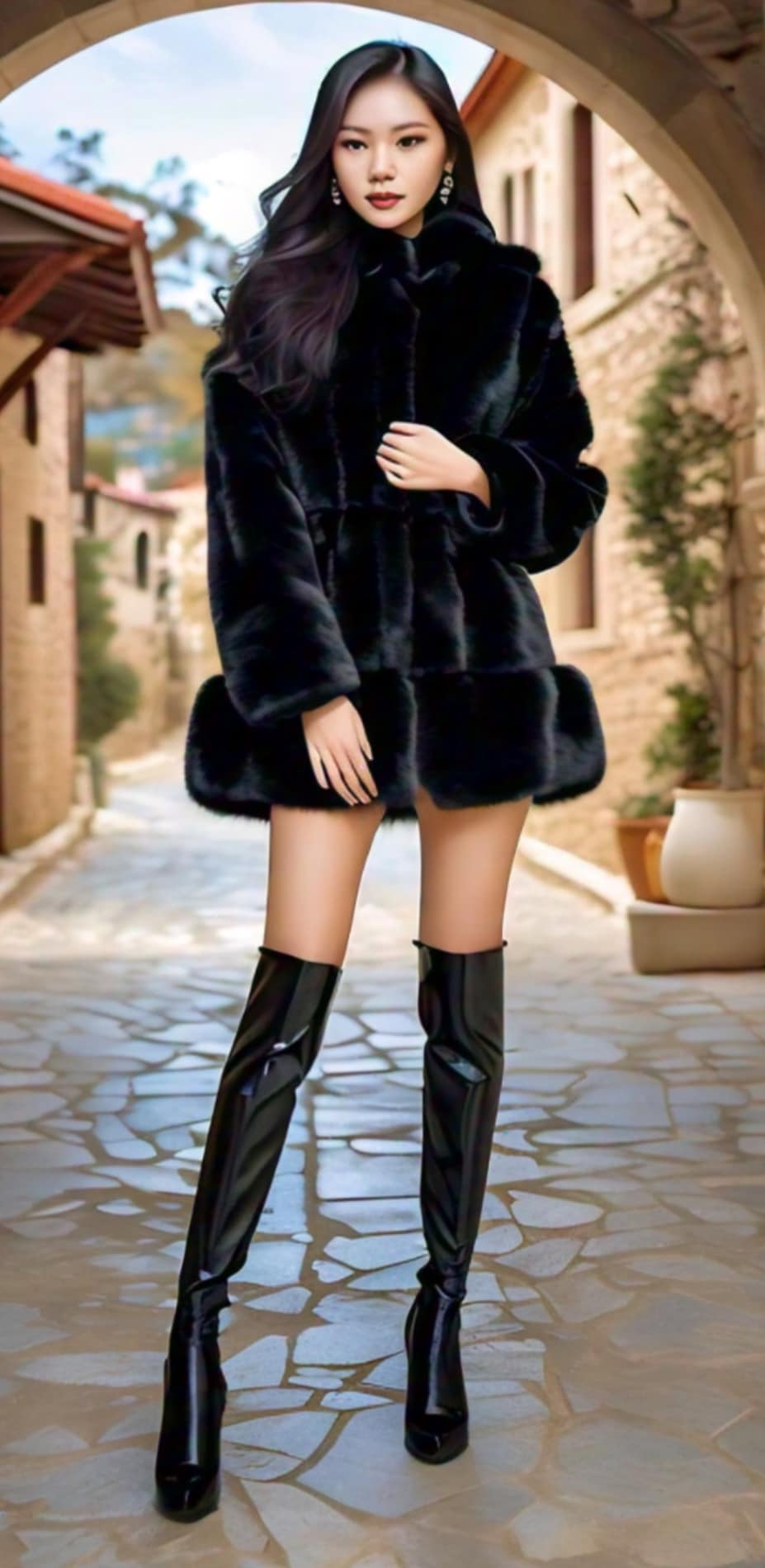 Black Mink Jacket Fox Border