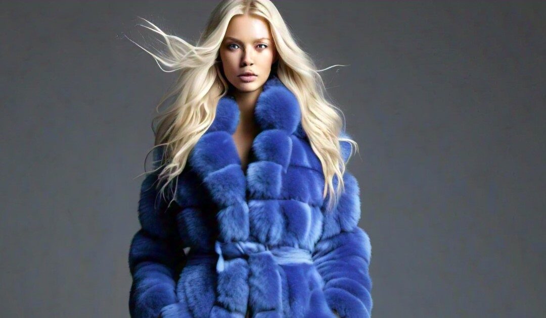 Royal Blue Full Length Fox Coat 83332