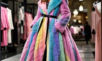 Pastel Colors Rainbow Mink Coat