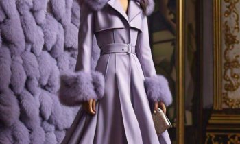 Lavender Cashmere Wool Coat Fox Trim