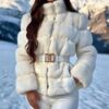 Horizontal White Mink Jacket
