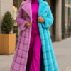 Designer Turquoise Blue and lilac Full length Mink Coat 92929