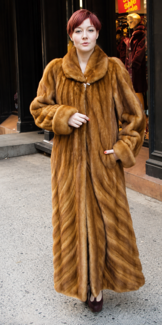 Full Length Whiskey Mink Coat Directional 2326
