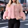 Pink Mink Jacket Fox Cuffs