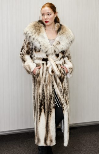 Amazing Magnificent Sheared Mink Coat Canadian Lynx Hood Full Length Fur Store Marc Kaufman Furs NYC Ski Resort Best Furs