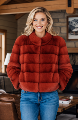 Red Mink Horizontal Jacket