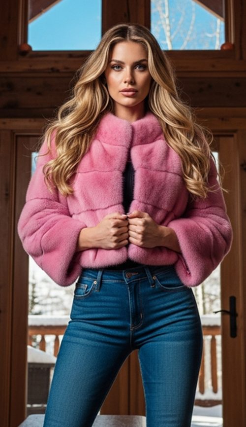 Fuchsia Horizontal Mink Jacket