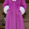 Purple Fox Coat White Fox Collar