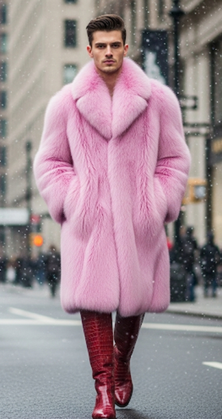 Men's Pink Fox Coat