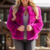 Horizontal Fuchsia Mink Jacket