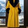 Yellow Mink Coat Black Fox Collar