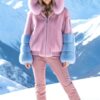 Pink and Blue Mink Bomber Jacket