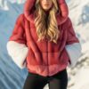 Red and White Bomber Mink Jacket
