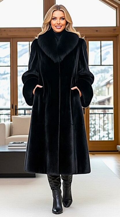 Blackglama Mink Coat Fox and Collar Cuffs 3383