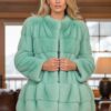 Mint Green Horizontal Mink Jacket