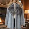 Blue Cross Mink Jacket Fox Collar
