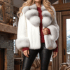 White Mink Jacket Cross Fox Collar
