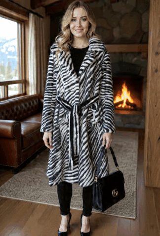 Full Length Black White Mink Coat with Belt – Marc Kaufman Furs