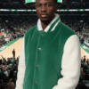 Green White Mink Varsity Jacket  Celtics