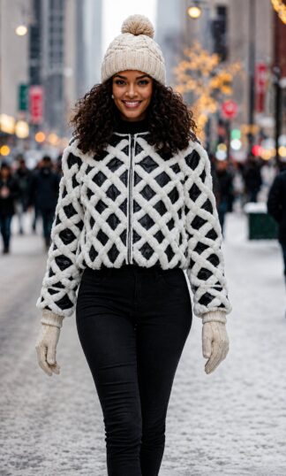 White Mink and Leather Jacket