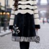 Designer Black White Mink Coat