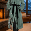 Seafoam Green Mink Floral Coat