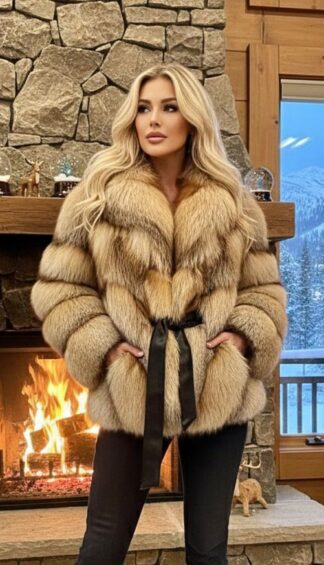 Crystal Cross Fox Jacket W/ Belt – Marc Kaufman Furs