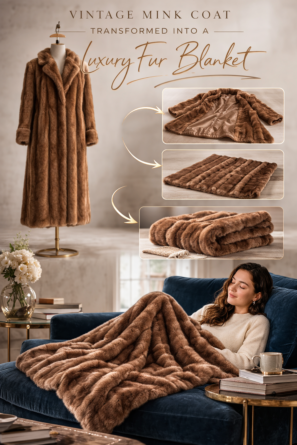 Fur Coat to Blanket Transformation | Vintage Coat Into Luxury Throws