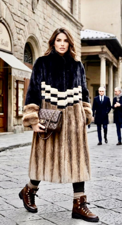 Full Length Black Brown White Mink Coat – Marc Kaufman Furs