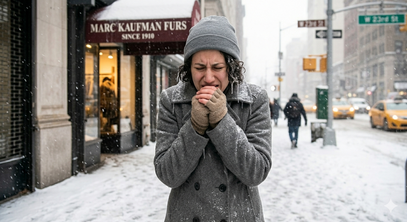 Luxury fur showroom interior with elegant fur coats