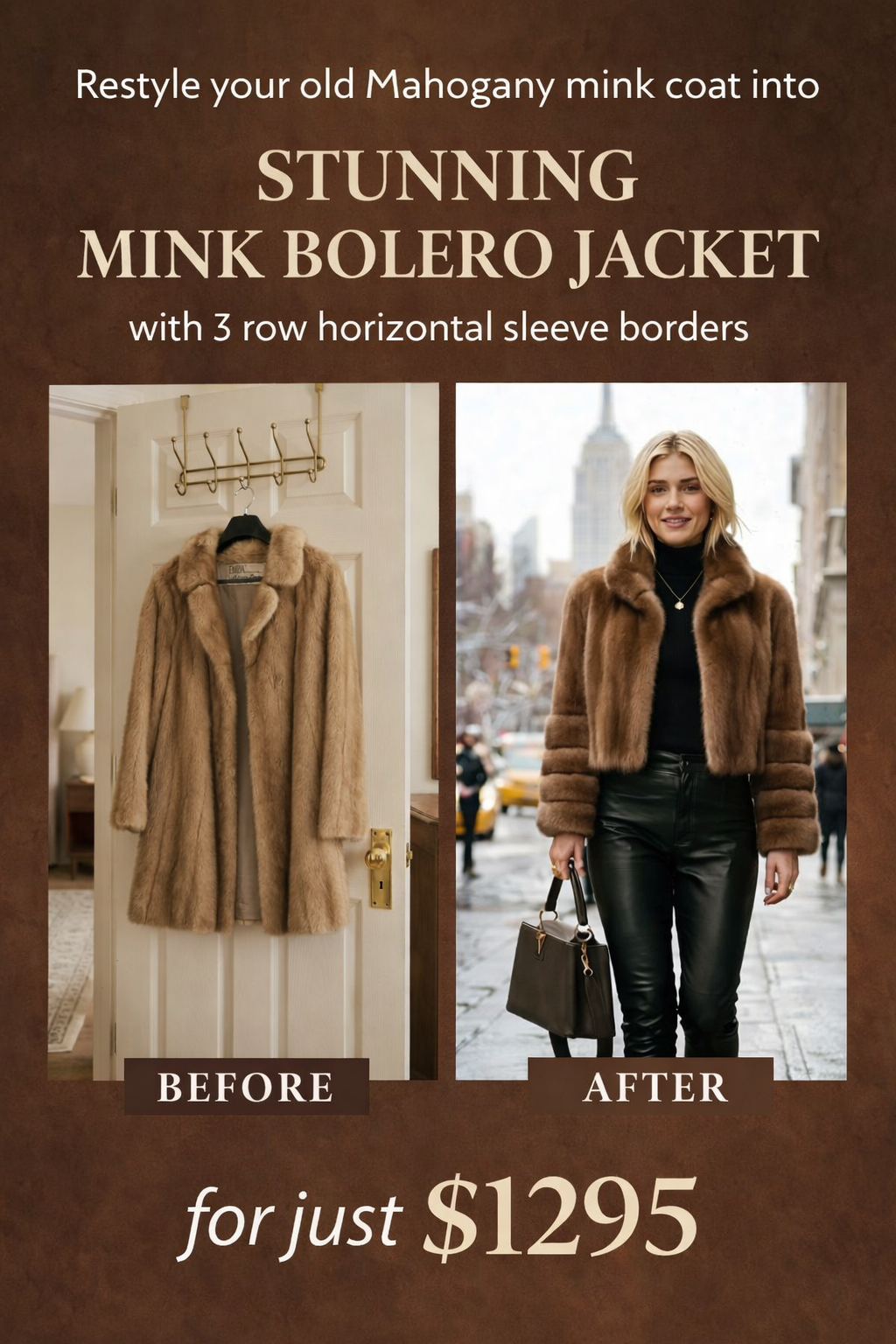 Transform Your Old Mink Coat into a Stunning Bolero | $1295 | Expert Fur Remodeling