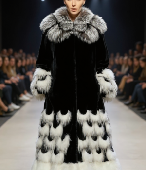 Full Length Mink Coat Black Mink White Fox Collar and Border – Marc Kaufman Furs