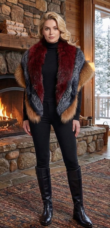 Silver Red Burgundy Fox Poncho – Marc Kaufman Furs