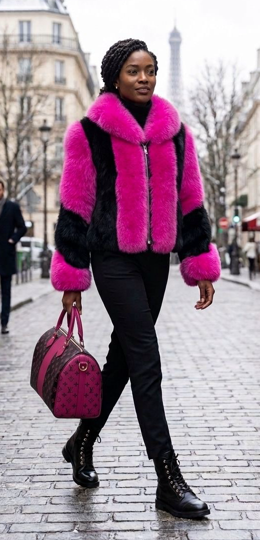 Stunning Black and Fuchsia Fox Jacket – MARC KAUFMAN FURS