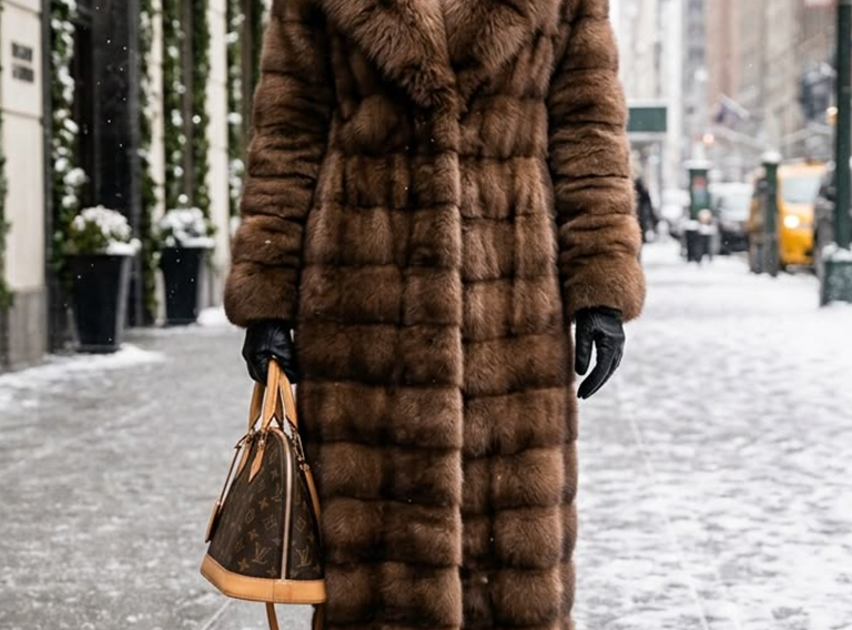 Horizontal Brown Mink Coat Fox Collar 1312 – MARC KAUFMAN FURS
