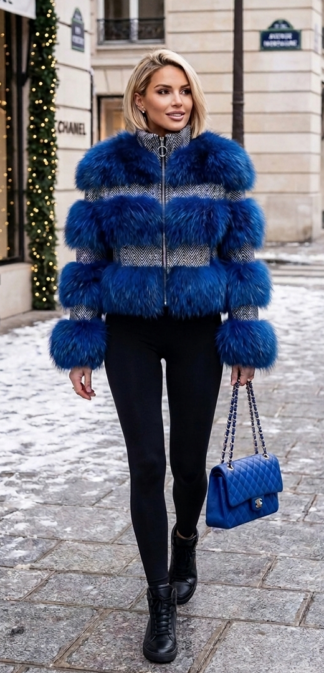 A luxurious horizontal Finnish Raccoon jacket featuring distinctive black-tipped guard hairs and a voluminous, tiered silhouette.