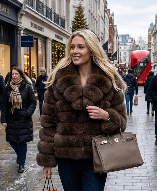 Horizontal Brown Fox Jacket 5487