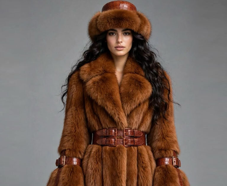 Cognac Mink Coat with Notch Collar | Marc Kaufman Furs